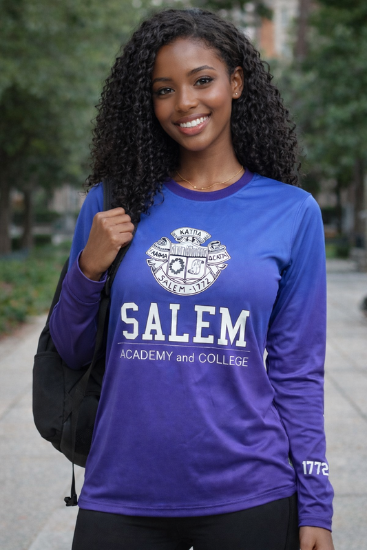 SALEM ACADEMY & COLLEGE PERFORMANCE LONG-SLEEVE SHIRT BY SUPERPOWERS HEROIC (unisex) - SUPERPOWERS HEROIC APPAREL